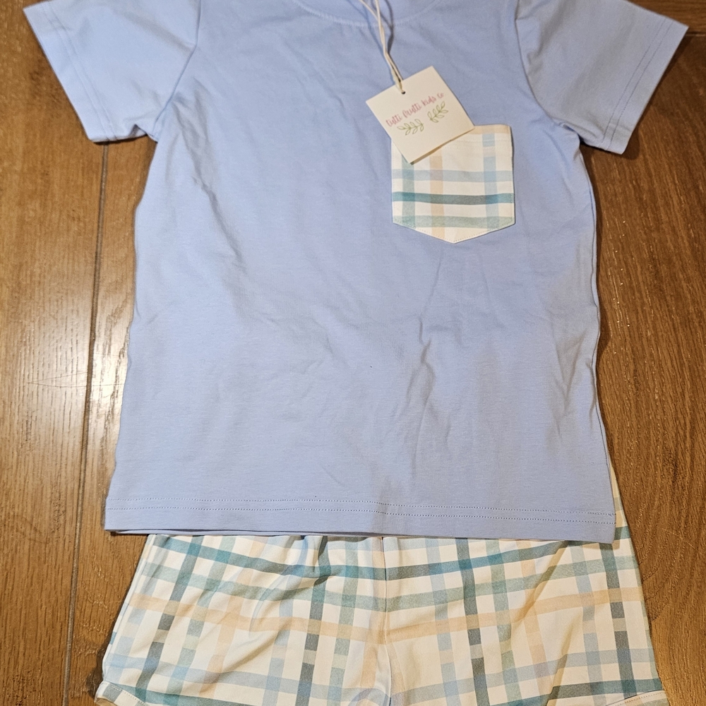 Sky Blue and Plaid Boys Easter Set